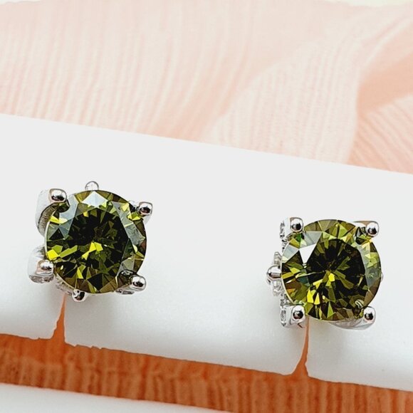 Birthstone S925 Sterling Silver CZ Stud Earrings for Women/Girl, US1925… - Picture 2 of 14